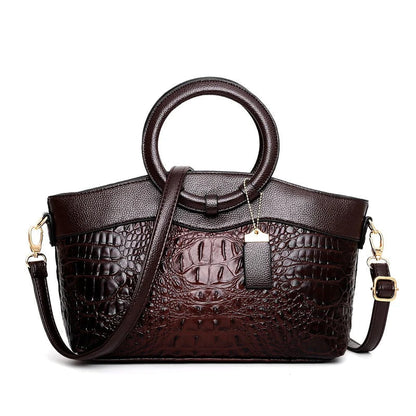 Amelia Structured Top Handle Satchel | Croc-Embossed Two-Tone Satchel