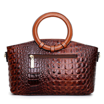 Amelia Structured Top Handle Satchel | Croc-Embossed Two-Tone Satchel