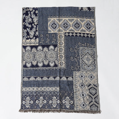 Stella Oversized Scarf | Jacquard Pattern Fringed Scarf