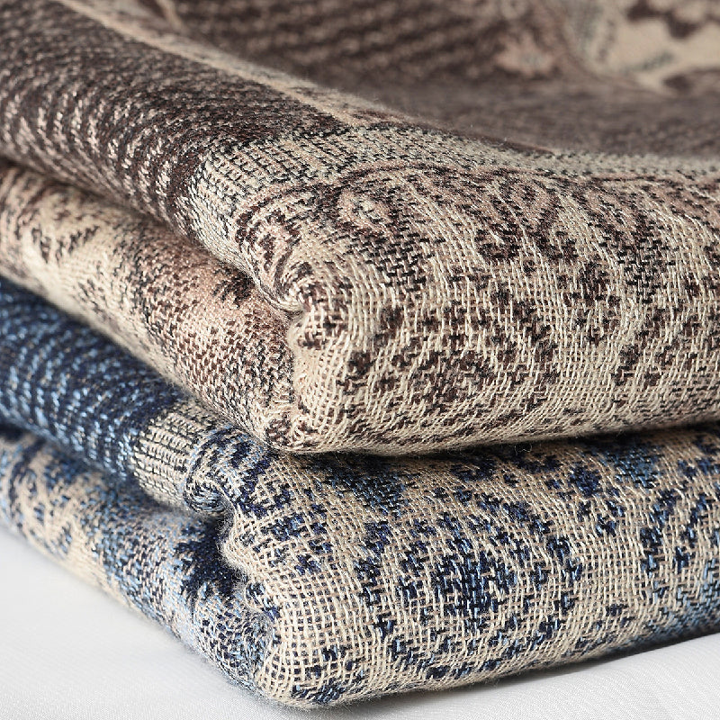 Stella Oversized Scarf | Jacquard Pattern Fringed Scarf