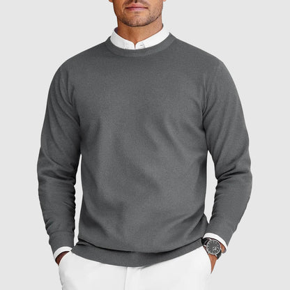 Thomas Ribbed Textured Knit Crewneck Sweater | Solid Long Sleeve Sweater