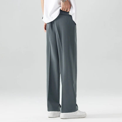Theodore Relaxed Fit Trousers | Pleated Split Hem Trousers