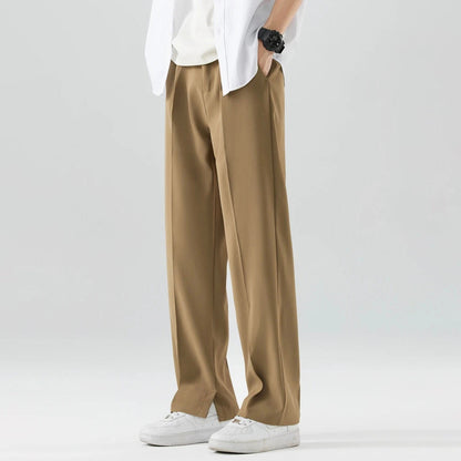 Theodore Relaxed Fit Trousers | Pleated Split Hem Trousers