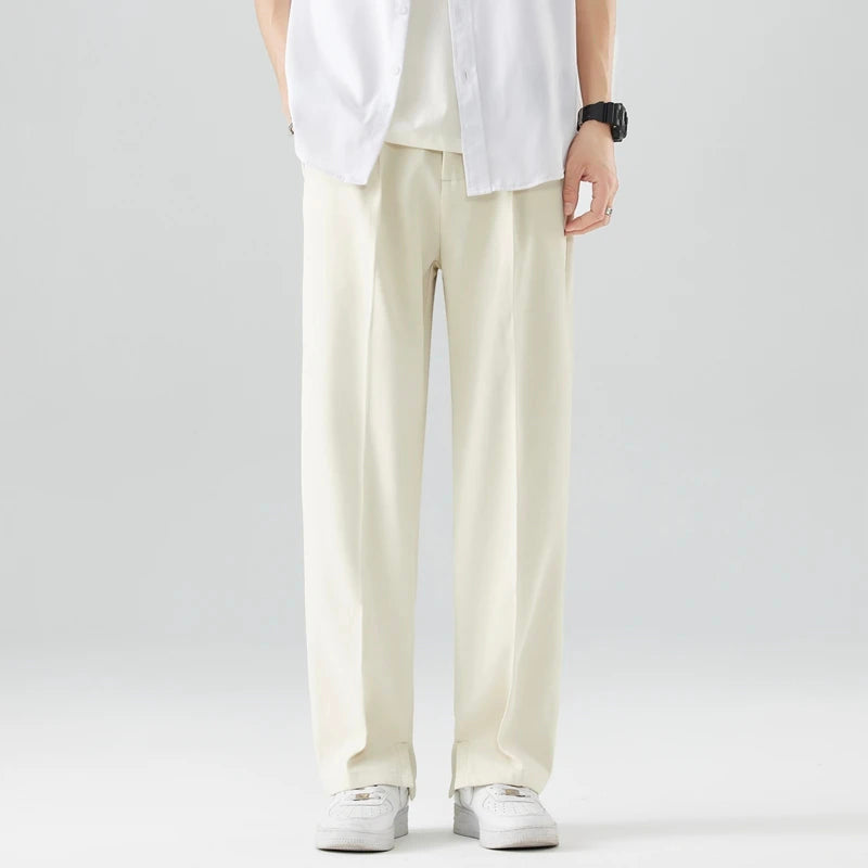 Theodore Relaxed Fit Trousers | Pleated Split Hem Trousers