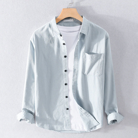 Felix Grant Relaxed Button-Up Shirt with Point Collar and Patch Pocket