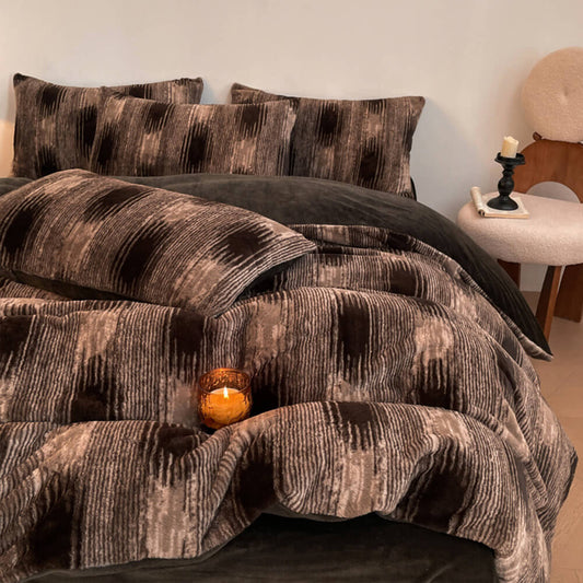 Velvet Leopard Print Bed Sheet Set With Plush Texture