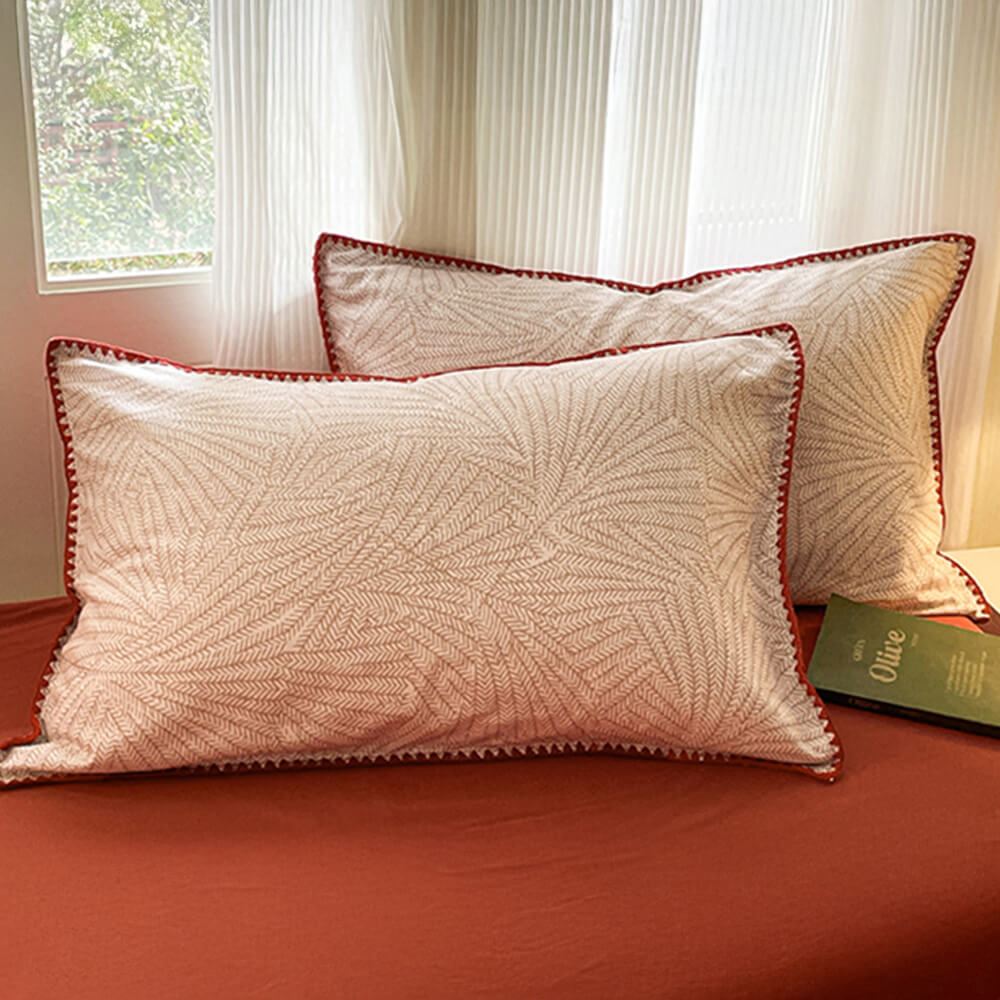 Modern Cotton Bedding Set With Leaf Pattern