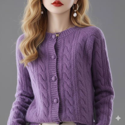 Cable Knit Button-Front Cardigan Sweater
