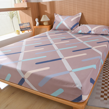 Waterproof geometric fitted sheet with elastic corners