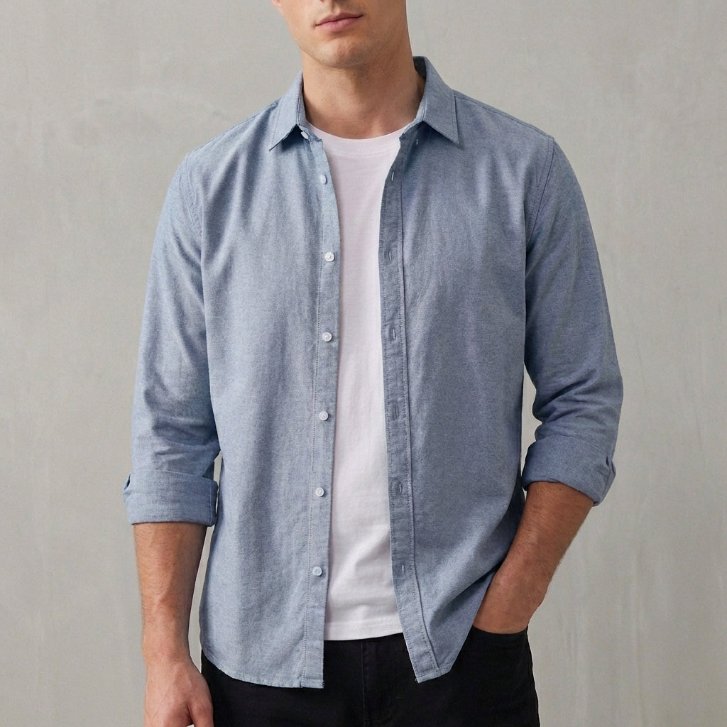 Laurence Relaxed Button-Down Shirt with Shirttail Hem