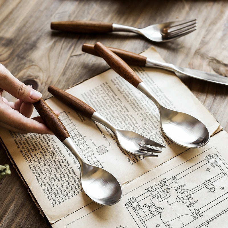 Japanese Style Wood Handle Flatware Set