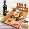 Contemporary Bamboo Cheese Board Set With Built-In Knife Holder