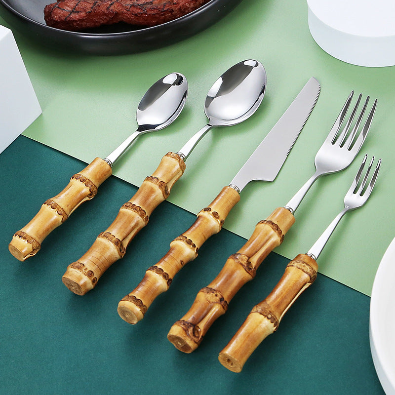 Natural Bamboo Handle Cutlery Set