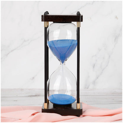 Wood and Glass Hourglass With Gold Accents