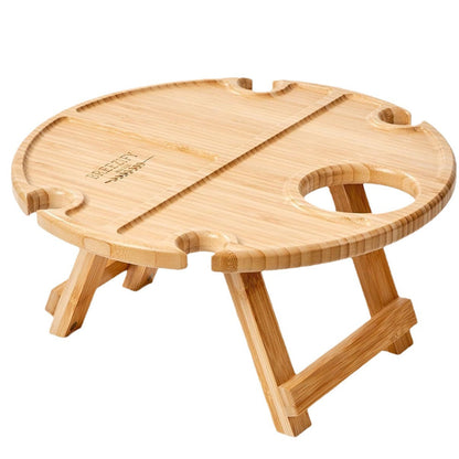 Portable Nordic Oak Wine Table With Foldable Legs
