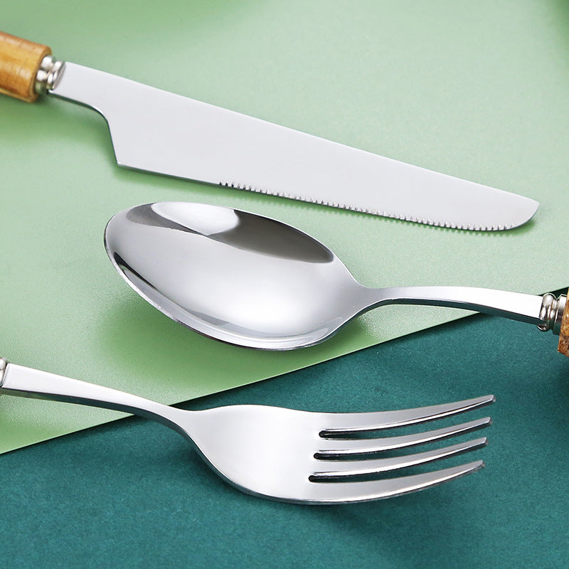 Natural Bamboo Handle Cutlery Set