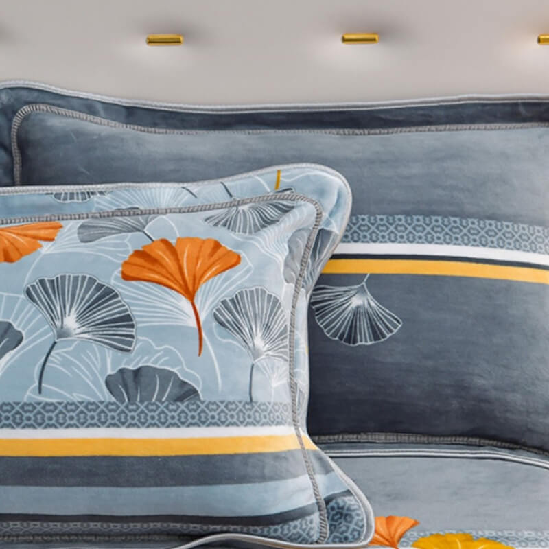 Velvet Floral Bed Sheet Set With Soft Texture and Pillow Shams