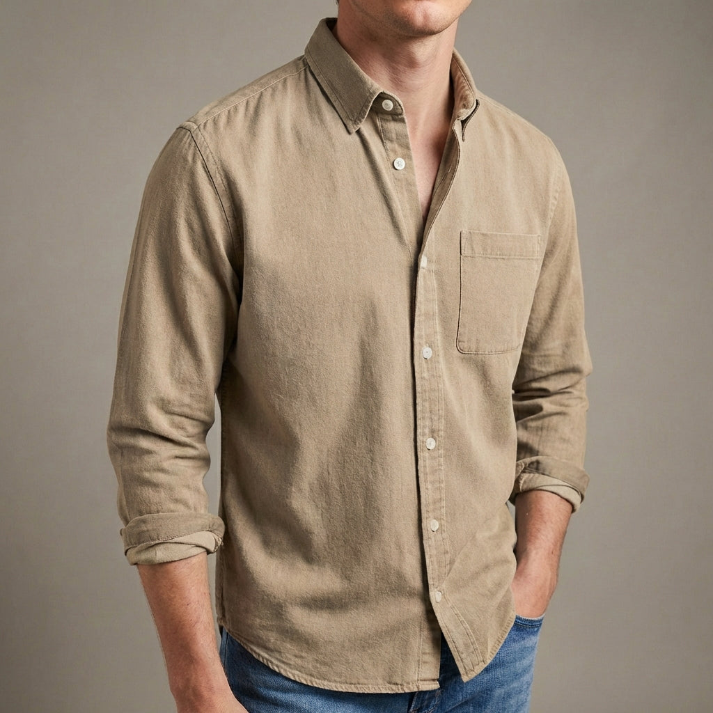 Cavell Tailored Button-Down Shirt with Classic Collar and Pocket