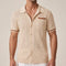 Ryker Relaxed Knit Polo with Textured Stripe and Contrasting Trim