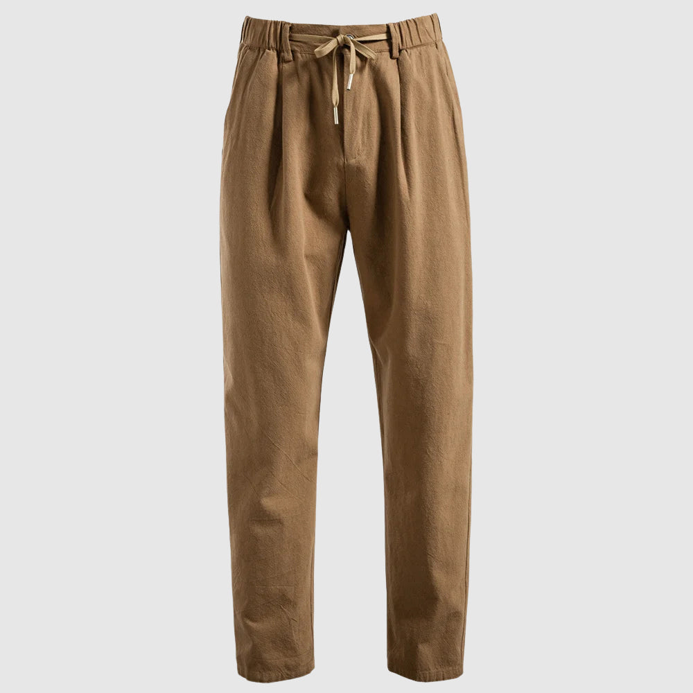 Oscar Relaxed Fit Trousers | Pleated Drawstring Waist Trousers