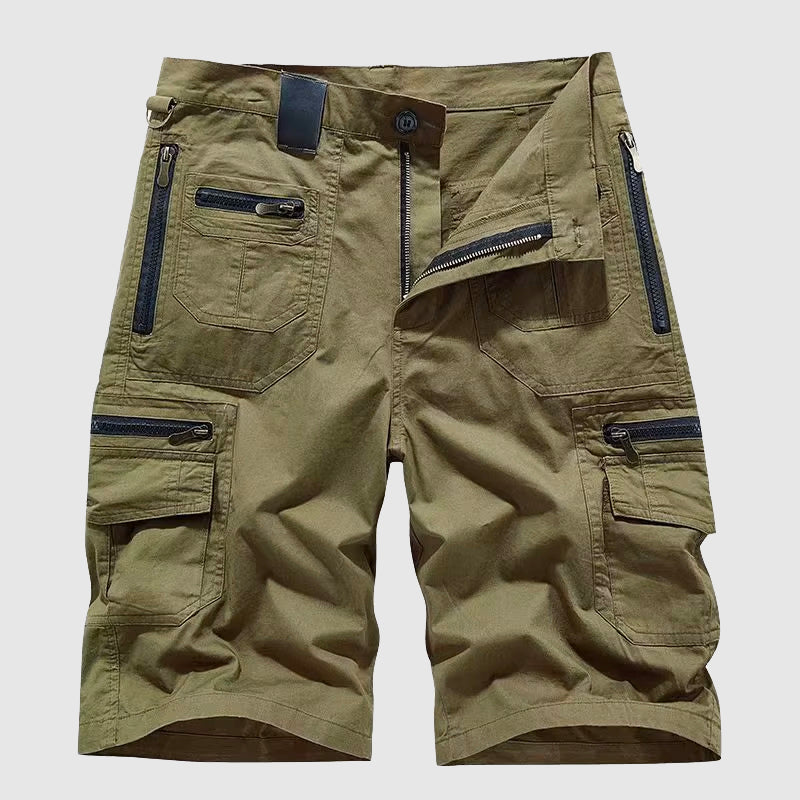 Lorenzo Vitali Relaxed Knee-Length Cargo Shorts with Functional Zipper Details