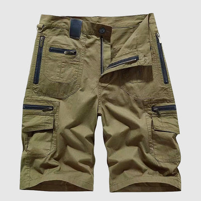 Lorenzo Vitali Relaxed Knee-Length Cargo Shorts with Functional Zipper Details