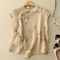 Luxurious Vintage-Inspired Blouse with Mandarin Collar and Asymmetrical Wrap Front