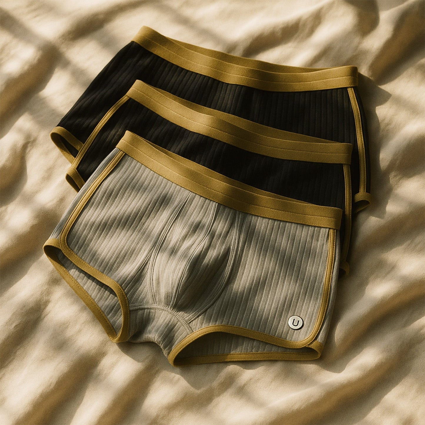 Theodore Fitted Boxer Briefs Three-Piece Set | Ribbed Contrast Trim Boxer Briefs