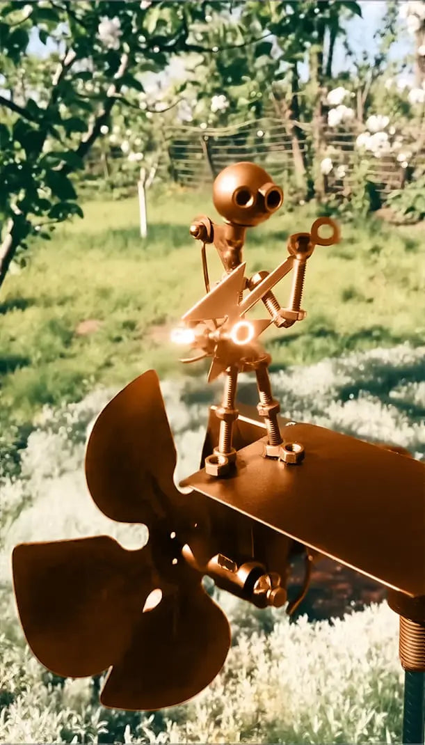 Metal windmill "Rockband" - Moving garden decoration with character