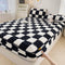 Plush Fitted Sheet With Checkered Pattern and Elastic Edges