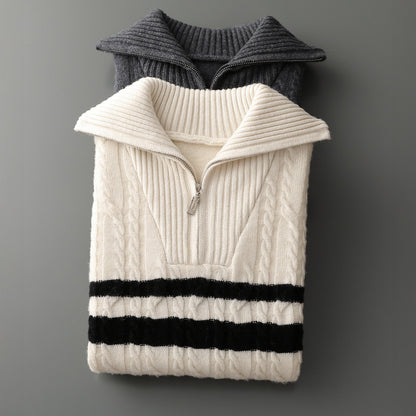 Nicholas Quarter-Zip Jacket | Cable Knit Stripe Quarter-Zip Jacket