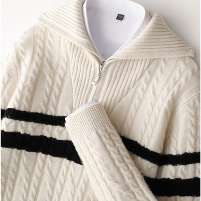 Nicholas Quarter-Zip Jacket | Cable Knit Stripe Quarter-Zip Jacket