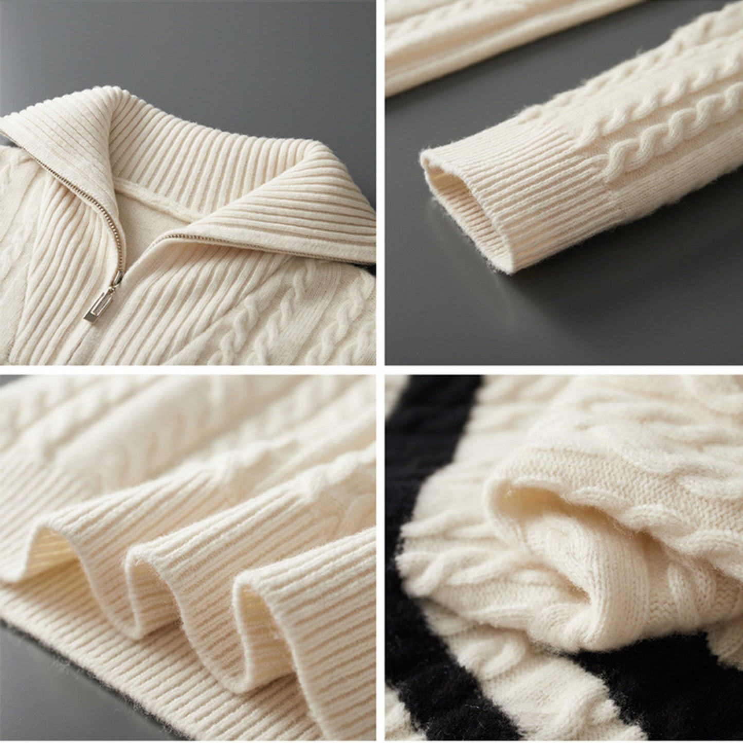 Nicholas Quarter-Zip Jacket | Cable Knit Stripe Quarter-Zip Jacket