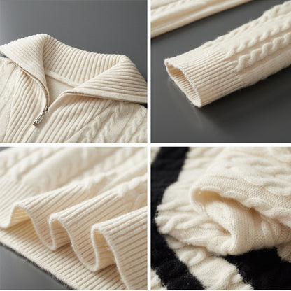 Nicholas Quarter-Zip Jacket | Cable Knit Stripe Quarter-Zip Jacket