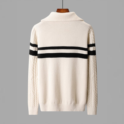 Nicholas Quarter-Zip Jacket | Cable Knit Stripe Quarter-Zip Jacket