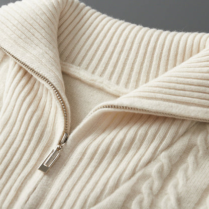 Nicholas Quarter-Zip Jacket | Cable Knit Stripe Quarter-Zip Jacket