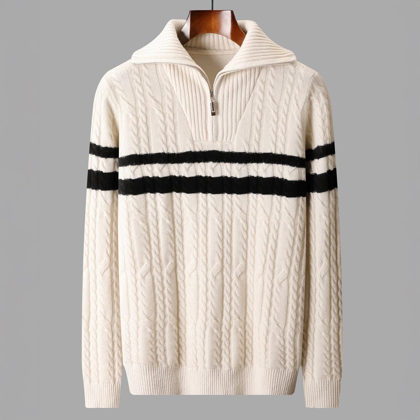Nicholas Quarter-Zip Jacket | Cable Knit Stripe Quarter-Zip Jacket