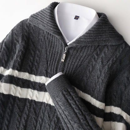 Nicholas Quarter-Zip Jacket | Cable Knit Stripe Quarter-Zip Jacket