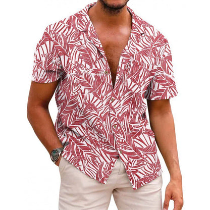 Men’s Tropical Print Shirt – Short Sleeves – Button Front