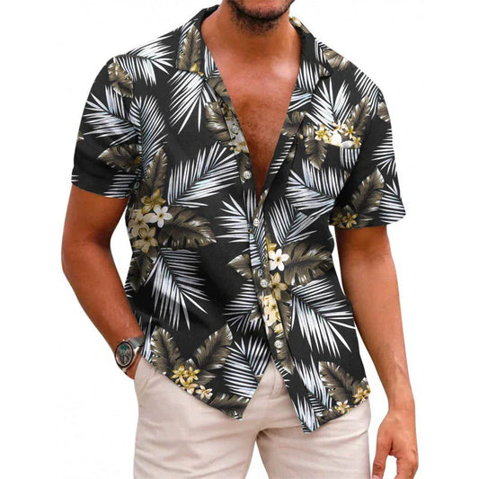 Men’s Tropical Print Shirt – Short Sleeves – Button Front