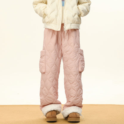 Oscar Quilted Wide-Leg Quilted Pants | Sherpa Lined Solid Pants