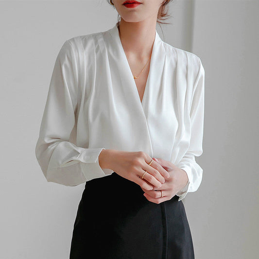 Ava V-Neck Satin Blouse
