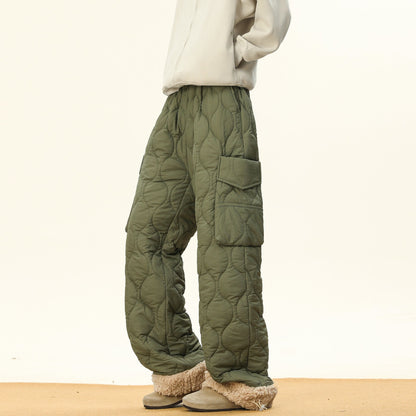 Oscar Quilted Wide-Leg Quilted Pants | Sherpa Lined Solid Pants
