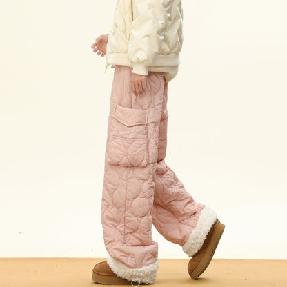 Oscar Quilted Wide-Leg Quilted Pants | Sherpa Lined Solid Pants