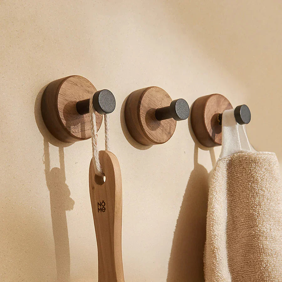 Nordic Minimalist Wood and Metal Wall Hook