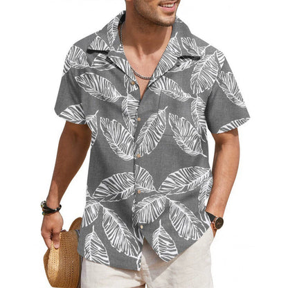 Men’s Tropical Print Shirt – Short Sleeves – Button Front