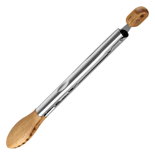 Modern Wood Handle Cooking Tongs With Stainless Steel Body
