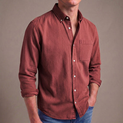 Cavell Tailored Button-Down Shirt with Classic Collar and Pocket