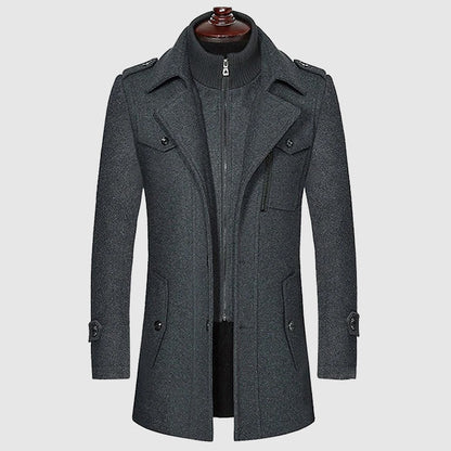 Arthur Slim Fit Topcoat | Button Front Epaulet Coat