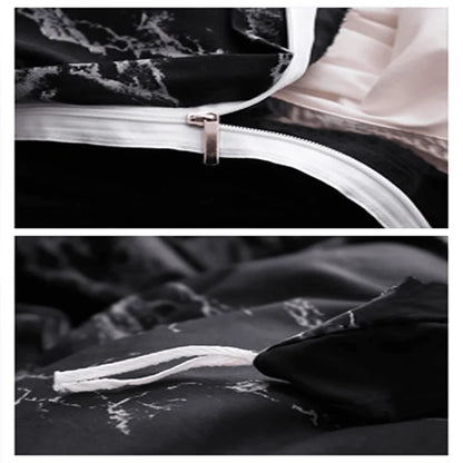 Contemporary Cotton Duvet Cover Set With Marble Pattern